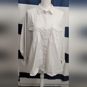 Good American Classic White Button Up Shirt/Blouse | Size 4